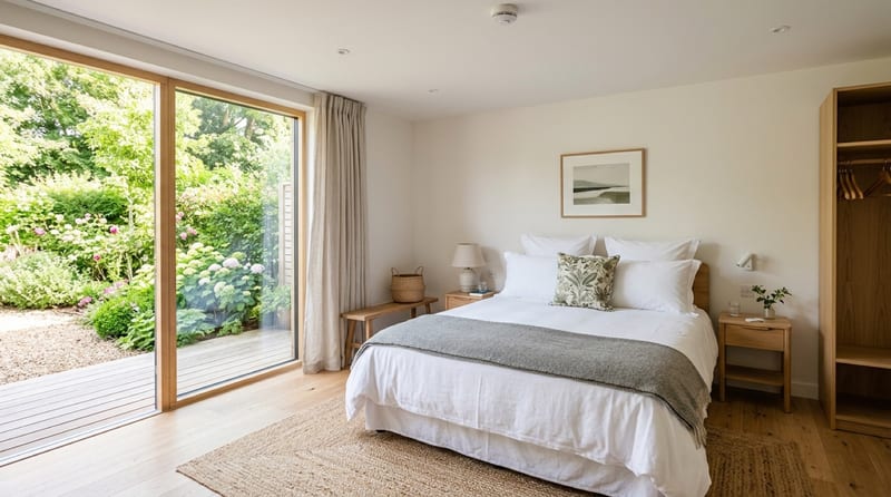 Doppelzimmer Birke mit Blick in den Garten