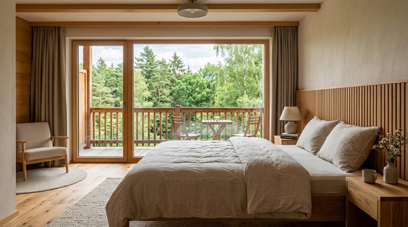 Doppelzimmer Linde mit Balkon und Gartenblick