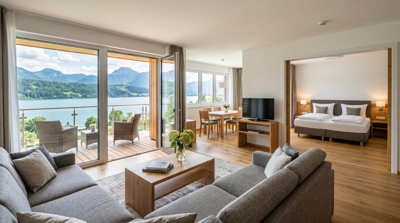Familienzimmer Seeblick mit zwei Räumen und Balkon