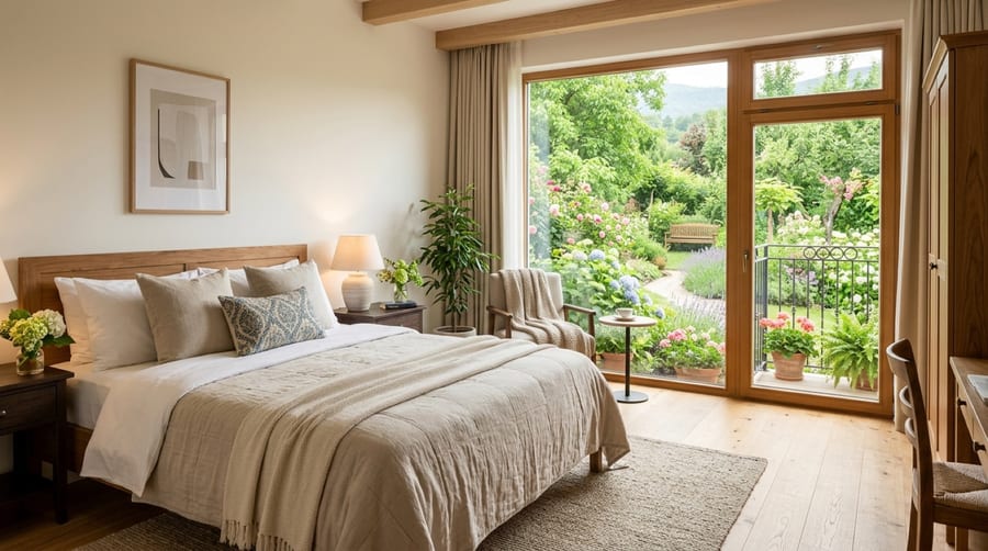 Doppelzimmer im Gasthof Lindenwirt mit hellem Holzboden