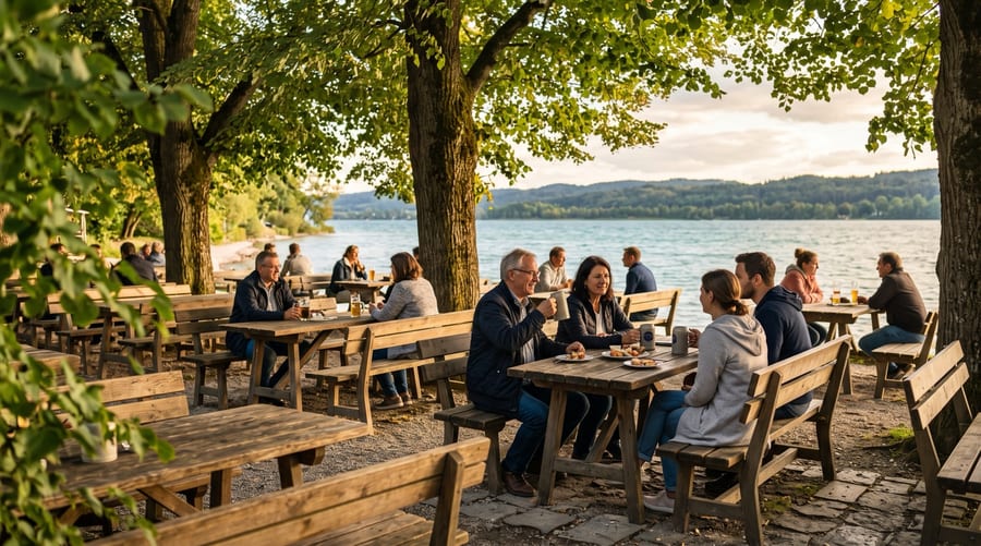 Biergarten unter alten Linden am Gasthof Lindenwirt